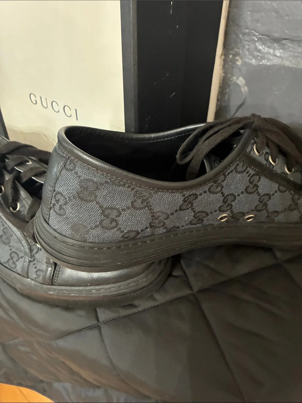 Gucci Men’s Black GG Monogram Low-Top Sneakers